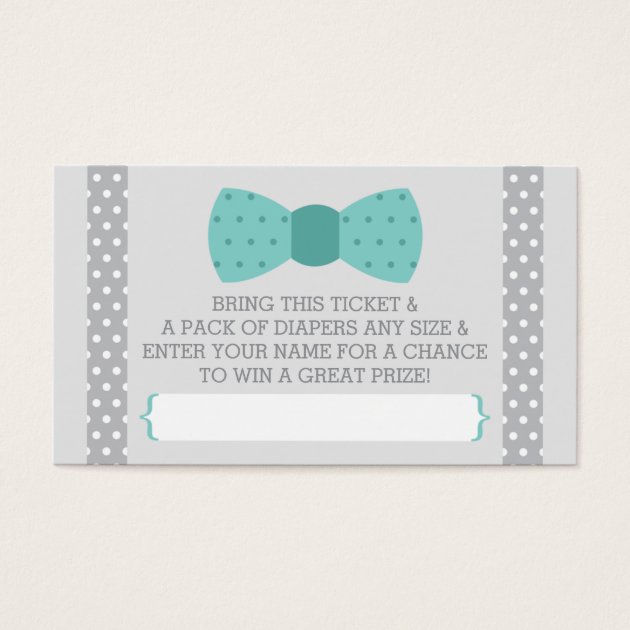 Little Man Diaper Raffle Ticket, Teal, Gray Business Card