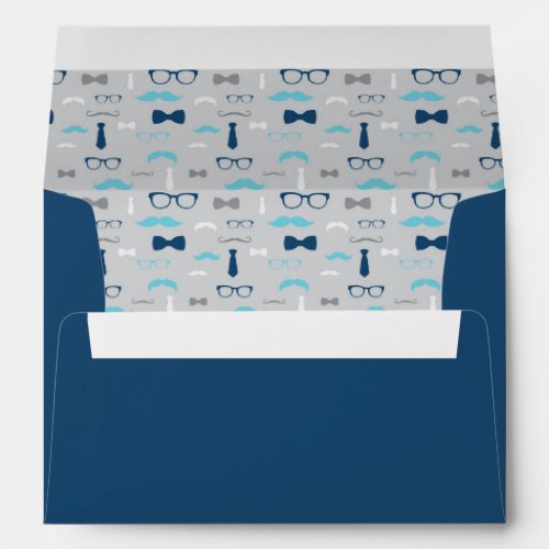 Little Man Envelope Mustache Baby Blue Navy Envelope