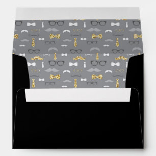Little Man Envelope, Mustache, Black, Faux Glitter Envelope
