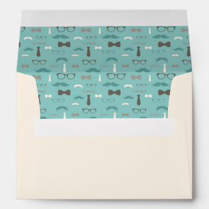 Little Man Envelope, Mustache, Ivory, Teal, Tan Envelope