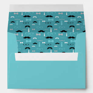 Little Man Envelope, Mustache, Teal, Aqua, Black Envelope