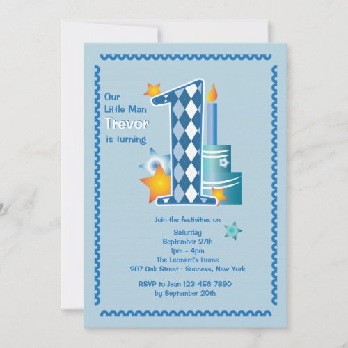 Little Man First Birthday Invitation