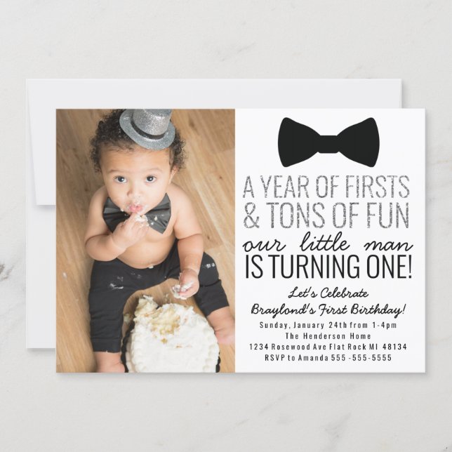 Little Man First Birthday Invitation (Front)