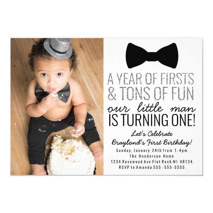 Little Man First Birthday Invitation Zazzle Little Man First Birthday Invitation