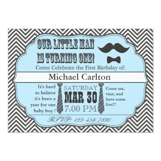 Little Man First Birthday Invitations 8