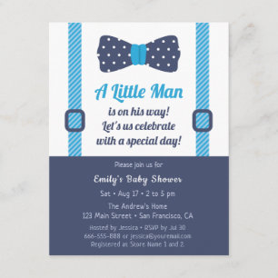 Little Man Gentleman Baby Boy Shower Invitations