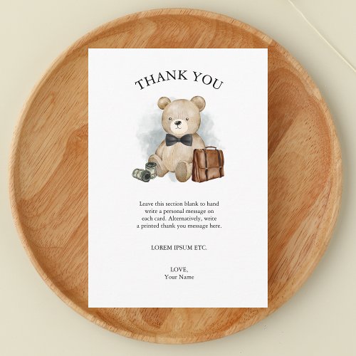 Little Man Gentleman Baby Shower Teddy Bear Thank You Card