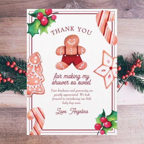 Little Man Gingerbread Baby Shower Thank You Card