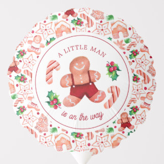 Little Man Gingerbread Christmas Baby Shower Balloon