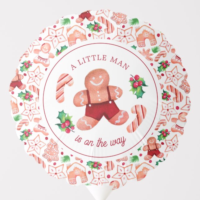Little Man Gingerbread Christmas Baby Shower  Balloon (Front)