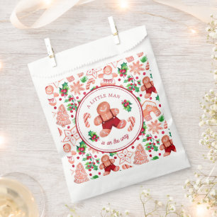 Little Man Gingerbread Christmas Baby Shower Favor Bag