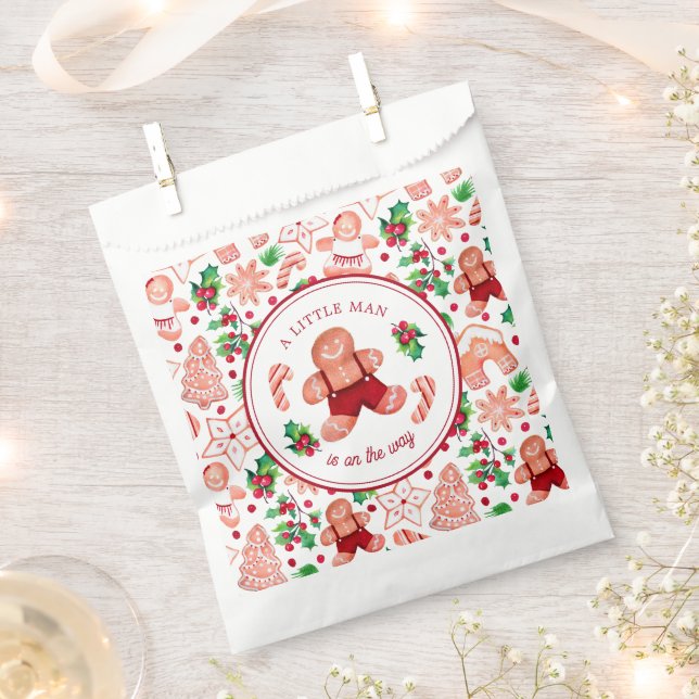 Little Man Gingerbread Christmas Baby Shower Favor Bag (Clipped)