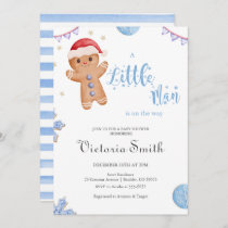 Little Man Gingerbread Christmas Boy Baby Shower Invitation