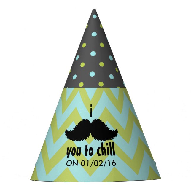 Little Man Hipster Mustache Birthday Party Party Hat (Front)