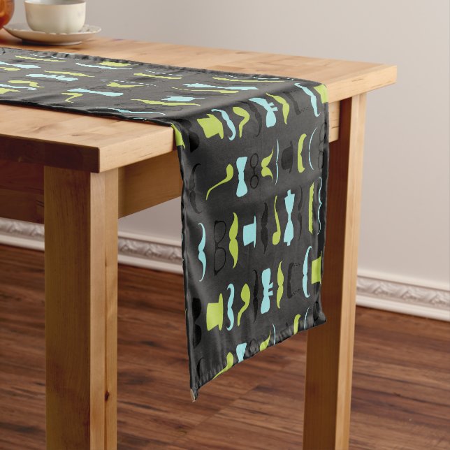 Little Man Hipster Mustache Birthday Party Short Table Runner (In Situ)