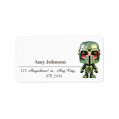 little man in a suit of armor address label