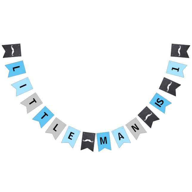 "LITTLE MAN IS 1" - FIRST BIRTHDAY -blue Bunting Flags (All)