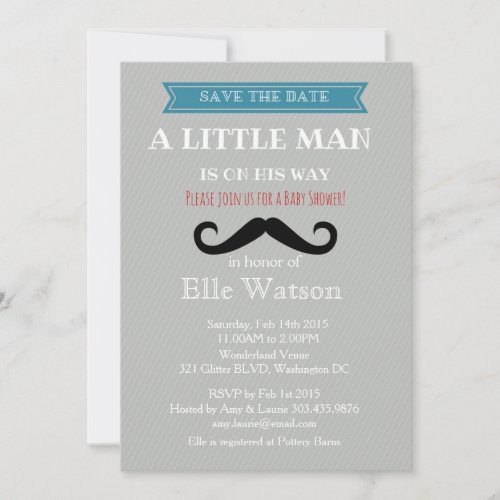Little Man is on his way Baby Shower invitations