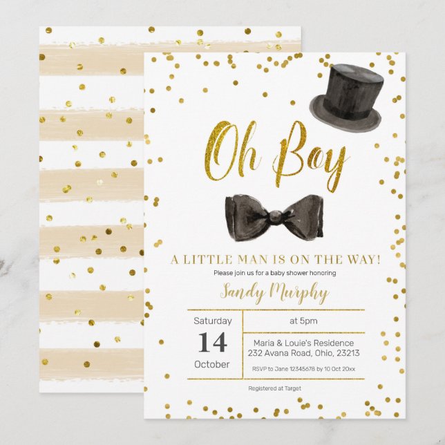 Little Man is On The Way Baby Shower Invitation (Front/Back)
