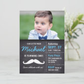 Little Man is turning 1 | Birthday Mustache theme Invitation (Standing Front)
