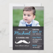 Little Man is turning 1 | Birthday Mustache theme Invitation (Front)