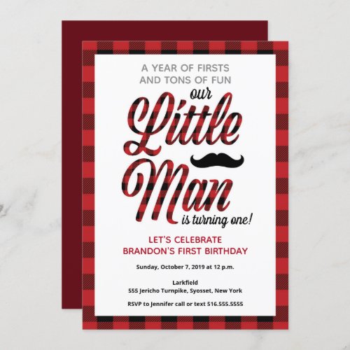 Little Man is Turning One First Birthday Invitation
