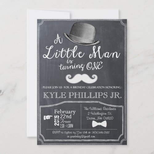 Little Man Lil Man 1st First Birthday Invitation