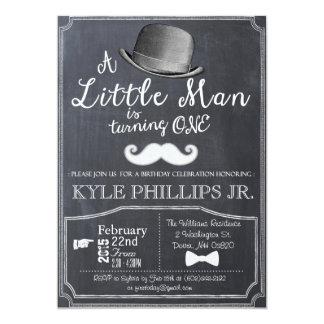 Little Man Lil Man 1st First Birthday Invitation