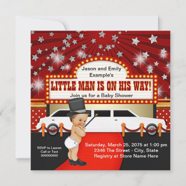 Little Man Limousine Movie Star Baby Shower Invitation (Front)