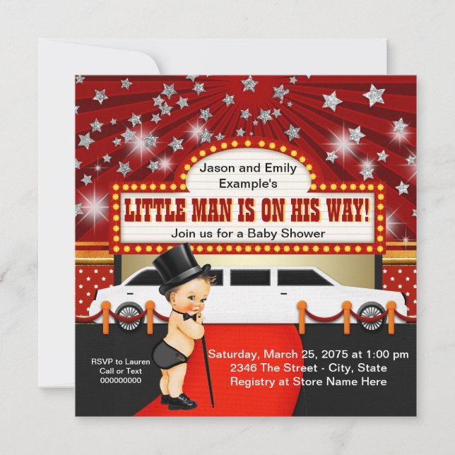 Little Man Limousine Movie Star Baby Shower Invitation (Front)