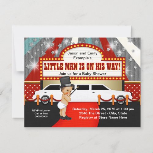 Little Man Limousine Movie Star Baby Shower Invitation