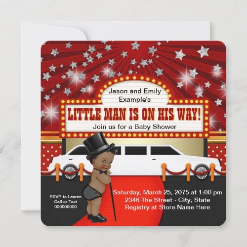 Little Man Limousine Movie Star Ethnic Baby Shower Invitation