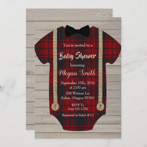 Little Man Lumberjack Boy Baby Shower Invitation