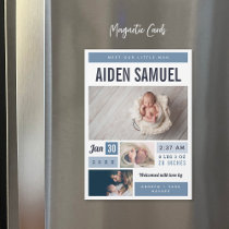 Little Man Magnetic Photo Birth Announcement