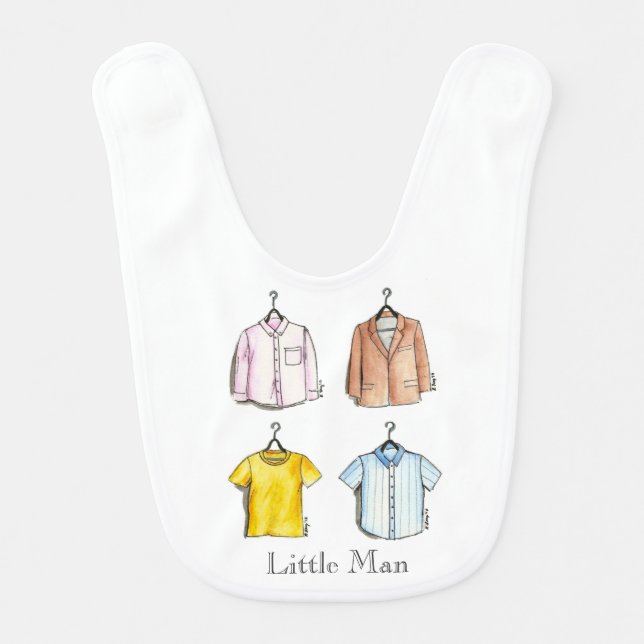Little Man Menswear Shirt Jacket Boy Fashion Baby Bib (Front)