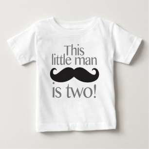 Little Man Moustache Birthday Shirt Grey & Black