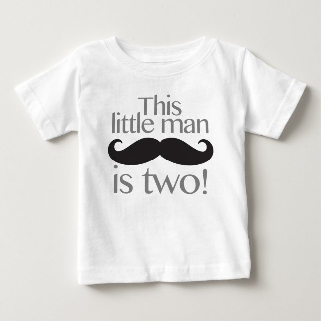 Little Man Moustache Birthday Shirt Grey & Black (Front)