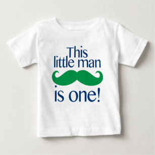 Little Man Moustache Birthday Shirt Navy & Green