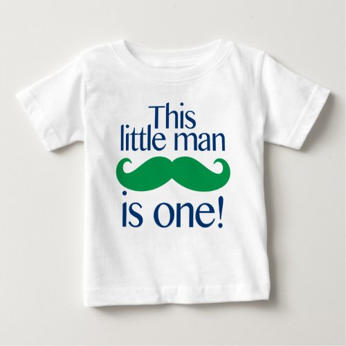 Little Man Moustache Birthday Shirt Navy  Green