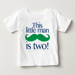 Little Man Moustache Birthday Shirt Navy & Green