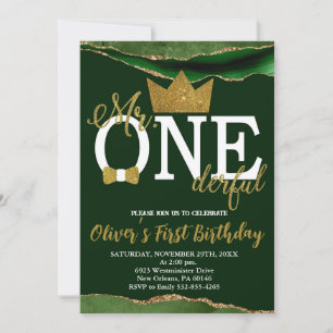 Little Man, Mr One-derful Birthday Boy 1st Birthda Invitation