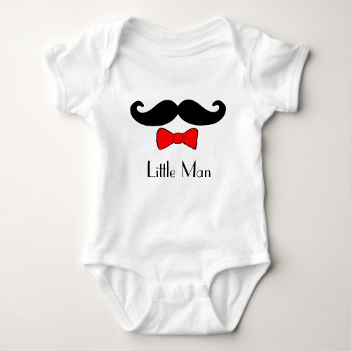 Little Man Mustache and Bowtie Funny Baby Bodysuit