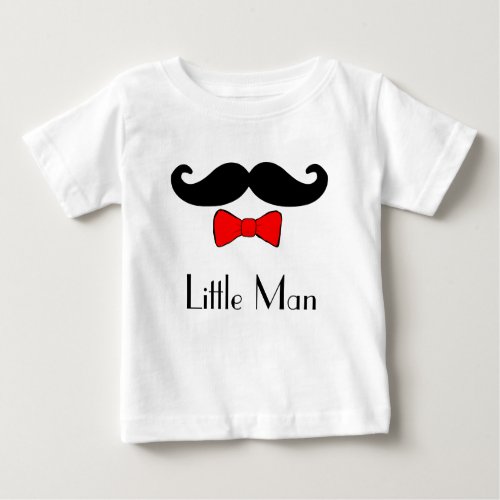 Little Man Mustache and Red Bowtie Baby T_Shirt