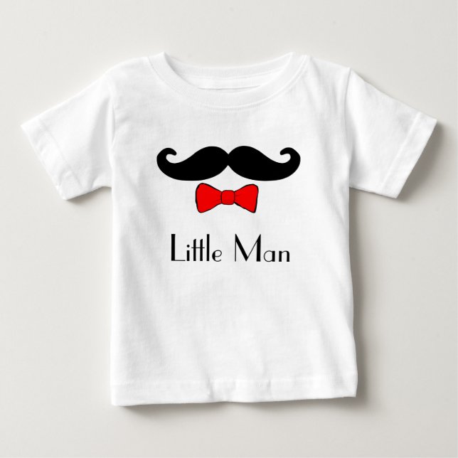 Little Man Mustache and Red Bowtie Baby T-Shirt (Front)