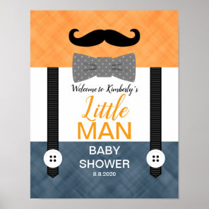Little man mustache baby boy shower welcome sign