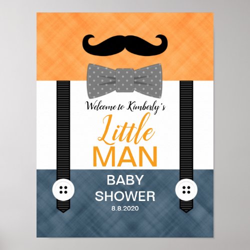 Little man mustache baby boy shower welcome sign