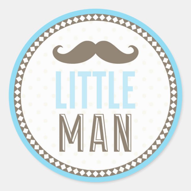 Little Man Mustache Baby Classic Round Sticker (Front)