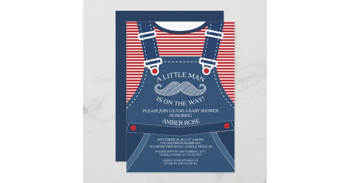 Little Man Mustache Baby Shower Invitation | Zazzle