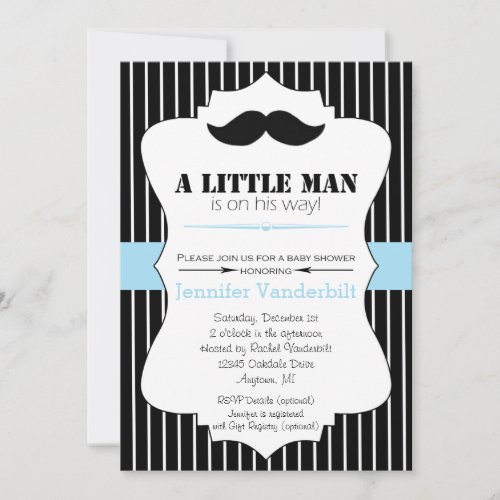 Little Man Mustache Baby Shower Invitation