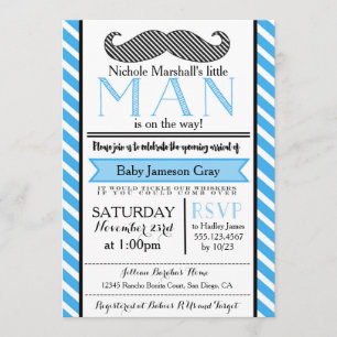 Little Man Mustache Baby Shower Invitation